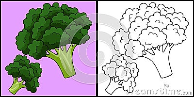 Broccoli Vegetable Coloring Page Illustration Vector Illustration