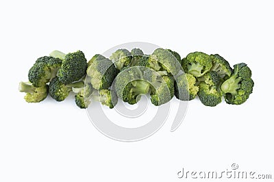Broccoli on white background. Top view. Stock Photo