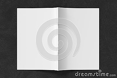 Brochure or booklet cover mock up on black background. Brochure is open and upside down. Isolated with clipping path around brochu Stock Photo