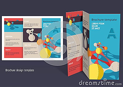 Brochure, booklet z-fold layout. Editable design template Vector Illustration
