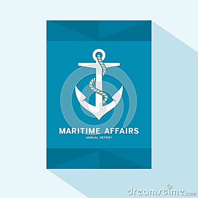 Brochure cover flat design with anchor icon Vector Illustration