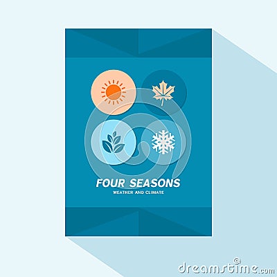 Brochure cover flat design with four seasons icons Vector Illustration