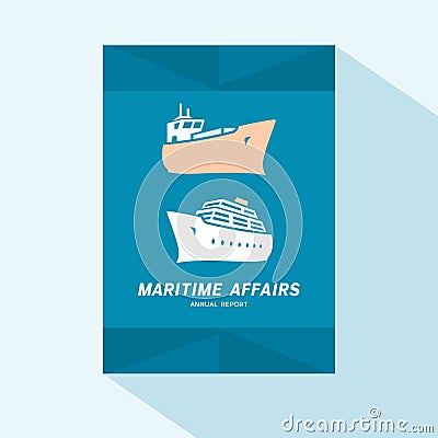 Brochure cover flat design with ship icons Vector Illustration