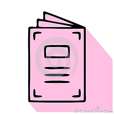 Brochure flat line icon. Booklet, promotion catalog sign Vector Illustration