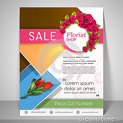 Brochure, Flyer And Template For Florist Shop. Stock Photo - Image ...