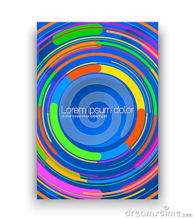 Brochure layout with colorful circles. Colorful flat design of poster with vivid circles and logo space in middle. Vector Illustration