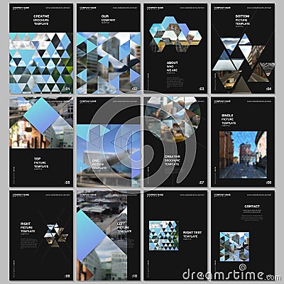 A4 brochure layout of covers design template with triangles, triangular pattern for flyer leaflet, A4 brochure design Vector Illustration