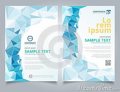 Brochure light blue polygonal mosaic background layout design te Vector Illustration