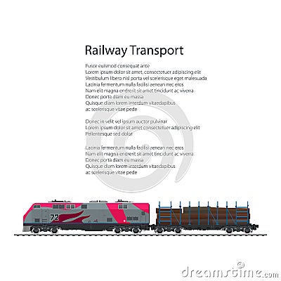 Brochure Locomotive with Railway Platform Vector Illustration