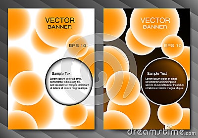 Brochure template or banner. Orange balls and place for text. Abstract vector background. Dark and light version. Vector Illustration