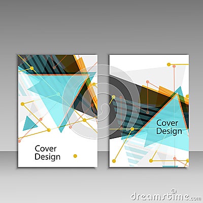 Brochure template layout, cover design annual report, magazine, flyer or booklet with triangular geometric background Vector Illustration