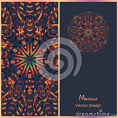 Brochure templates with ethnic pattern. Business card mandala Vector Illustration