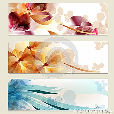 Brochure vector set in floral style Stock Photo