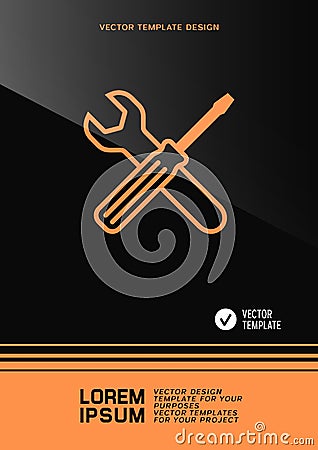 Brochure or web banner design with service tools icon Vector Illustration