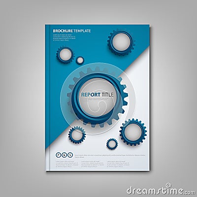 Brochures book or flyer with abstract blue gears template Vector Illustration