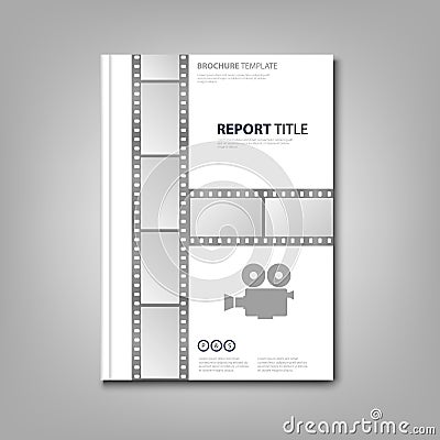 Brochures book or flyer with old negative and camera Vector Illustration