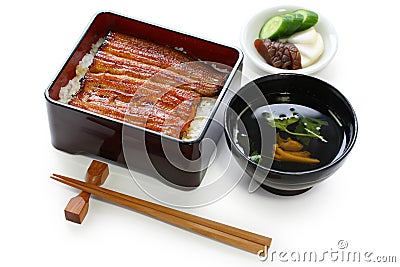 Broiled eel on rice,unaju, japanese unagi cuisine Stock Photo