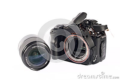 Broked DSLR camera Stock Photo