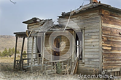 Broken Abandoned Wooden House Stock Photo