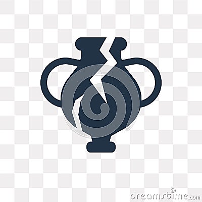 Broken Amphora vector icon isolated on transparent background, B Vector Illustration