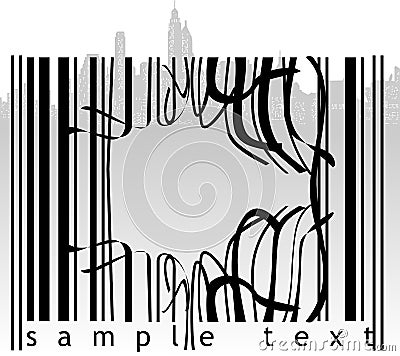 Broken Barcode City Vector Illustration