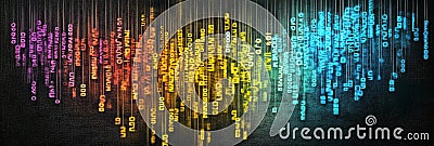 Broken Binary Codes Data Breach Illustration Abstract image symbolizing data breaches vulnerability digital security risks Stock Photo