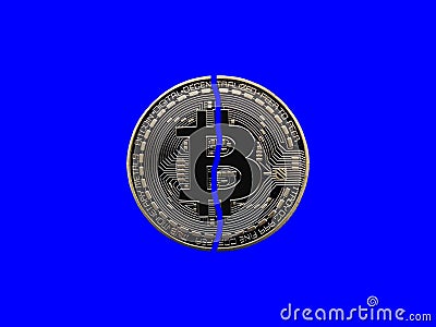 Broken Bitcoin Stock Photo