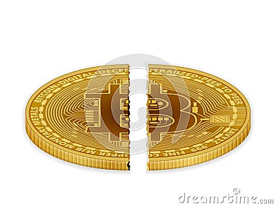 Broken bitcoin Vector Illustration