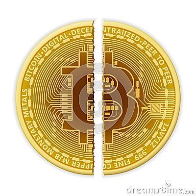 Broken bitcoin Vector Illustration