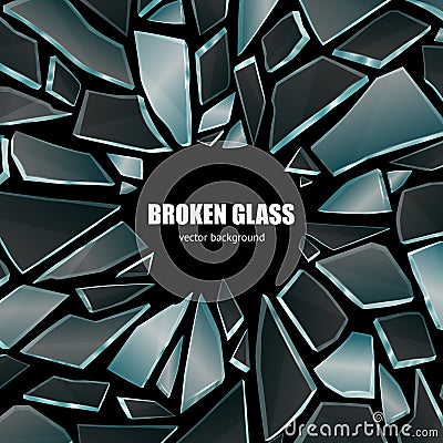 Broken Black Glass Background Poster Vector Illustration