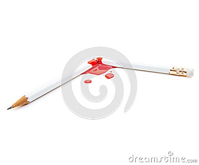 Broken and bloody pencil Editorial Stock Photo