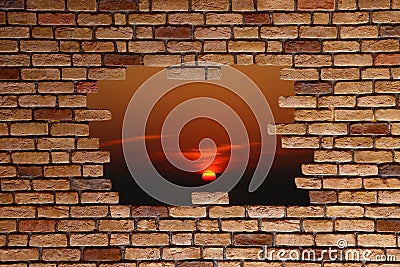 Broken brick wall Stock Photo