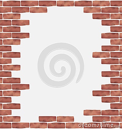 Broken brown brick wall, grunge texture background Vector Illustration