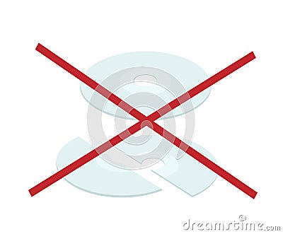 Broken CD or DVD Compact Disc on White Background Vector Illustration