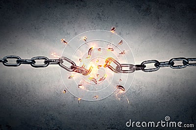 Broken Chain - Freedom And Separation Stock Photo