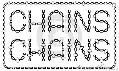 Broken chain sign letters Vector Illustration