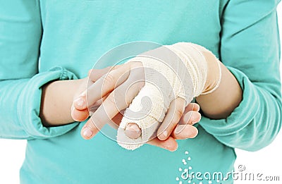 Broken child hand Stock Photo