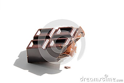 Broken chocolate candybar with caramel stuffing Stock Photo