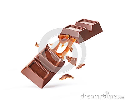 Broken chocolate with stuffing Stock Photo