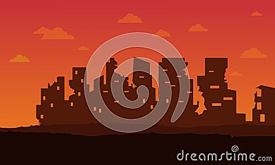 Broken city for bad environment landscape Vector Illustration