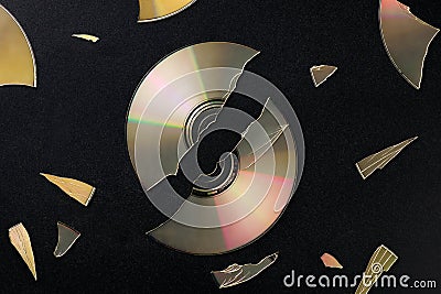 Broken Compact Disc Stock Photo