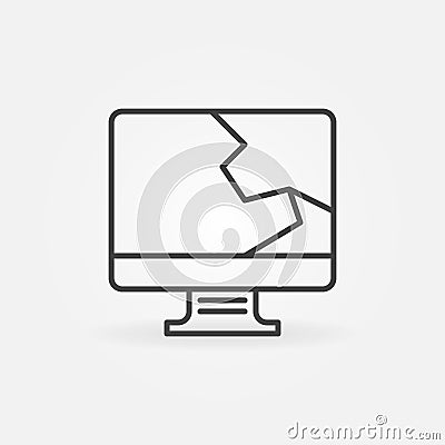 Broken Computer Display line icon. Vector Cracked Screen sign Vector Illustration