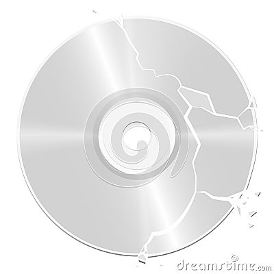 Broken Damaged CD Compact Disc Vector Illustration