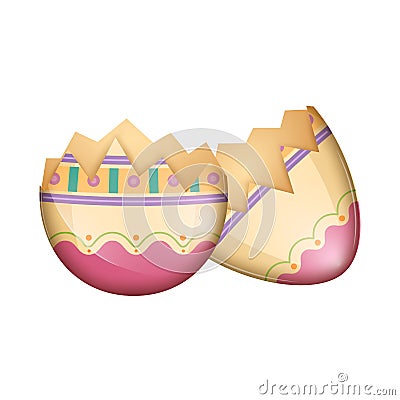 Broken decorated easter egg Vector Illustration