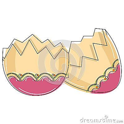 Broken decorated easter egg Vector Illustration