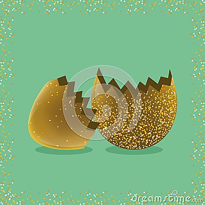 Broken decorated easter egg Vector Illustration