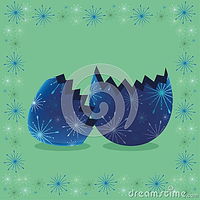 Broken decorated easter egg Vector Illustration