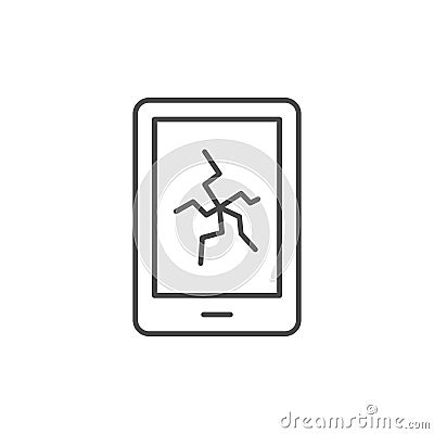 Broken device line outline icon Vector Illustration