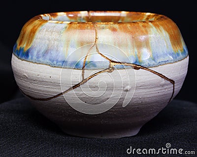 Kintsugi Colors Earth and Blue Stock Photo