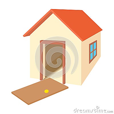 Broken door house icon, cartoon style Vector Illustration